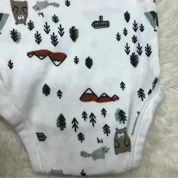 Gerber Onesie Diaper Shirt White Woodland Creatures  Size Neworn - Picture 8 of 16